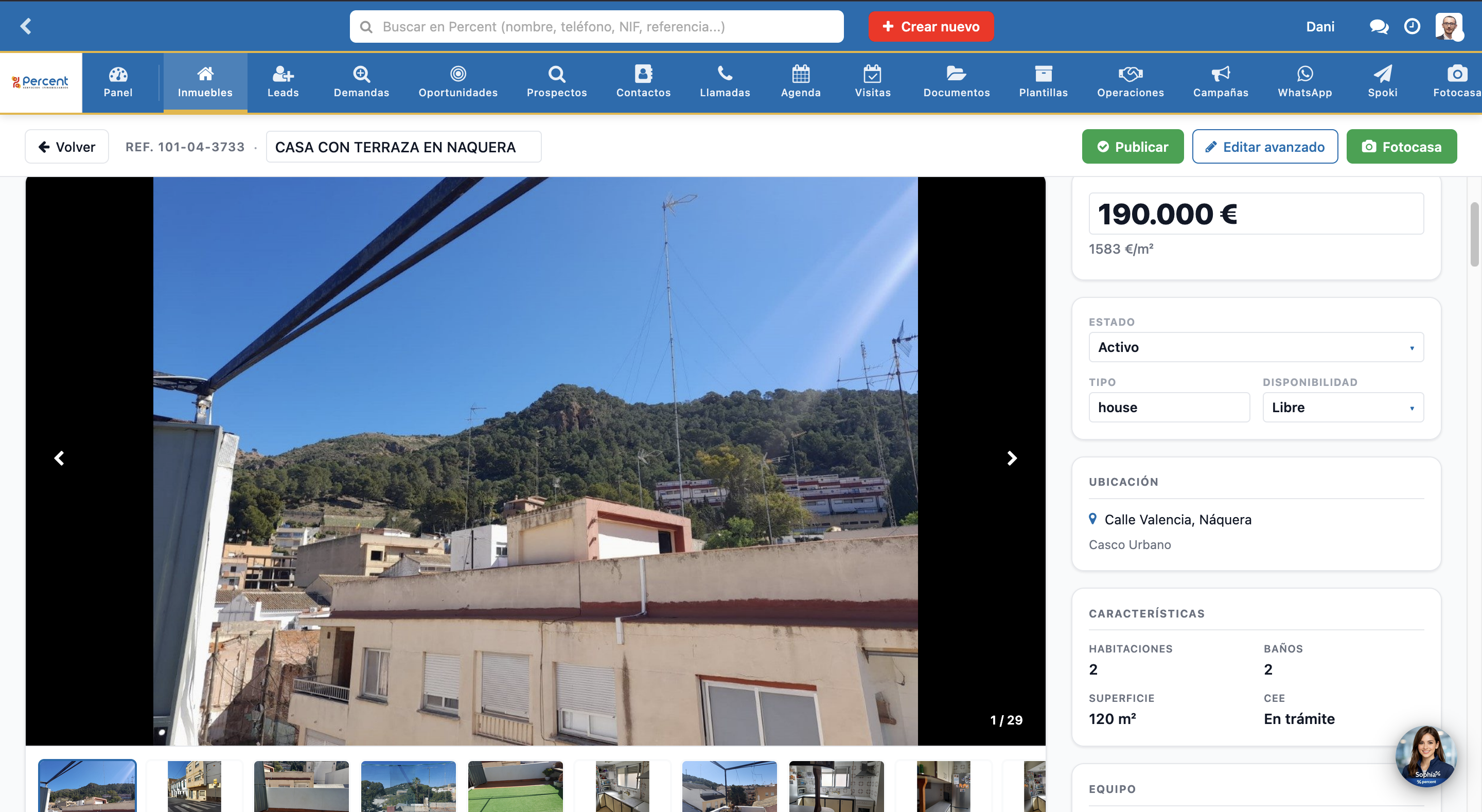 Ficha completa del inmueble con datos, fotos, descripción y cruces