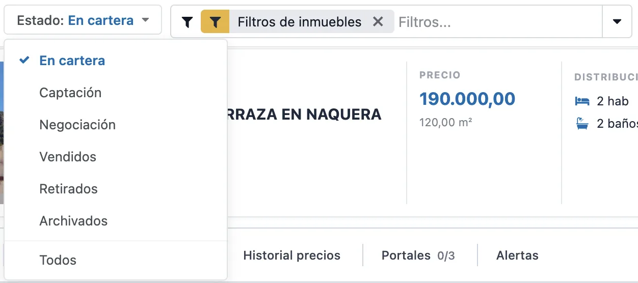 Selector de Estado con nueve opciones