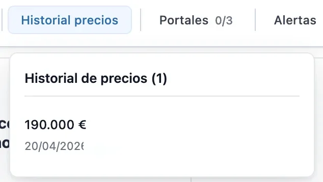 Historial de precios del inmueble