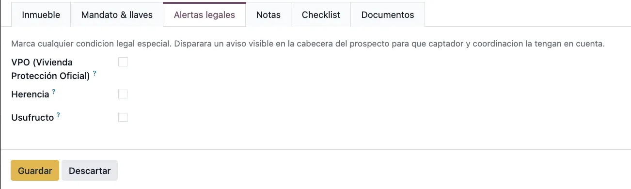 Alertas legales del inmueble: VPO, herencia, usufructo